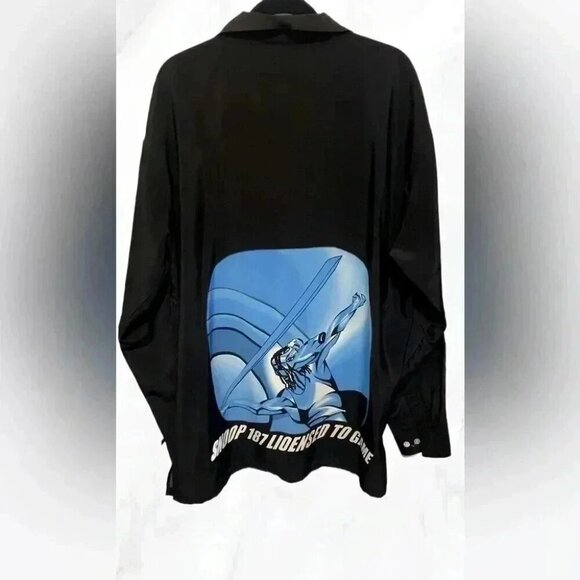 Snoop Dog black street style oversized long sleeve button down casual shirt XXL - Picture 2 of 3